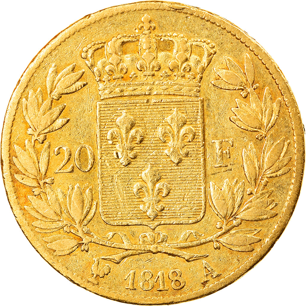 Coin, France, Louis XVIII, 20 Francs, 1818, Paris, VF(30-35), Gold