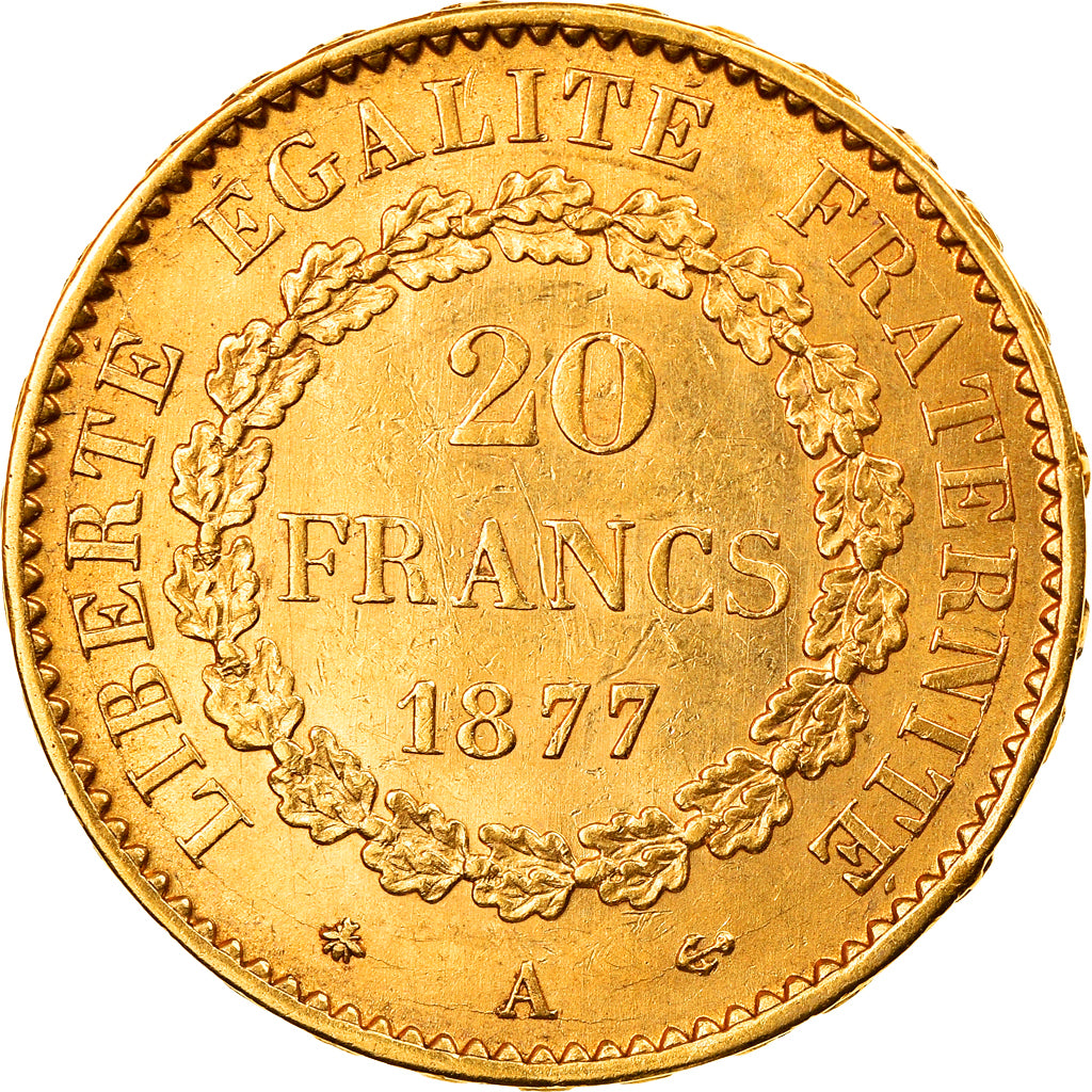 Monnaie, France, Génie, 20 Francs, 1877, Paris, TTB, Or, Gadoury:1063, KM:825