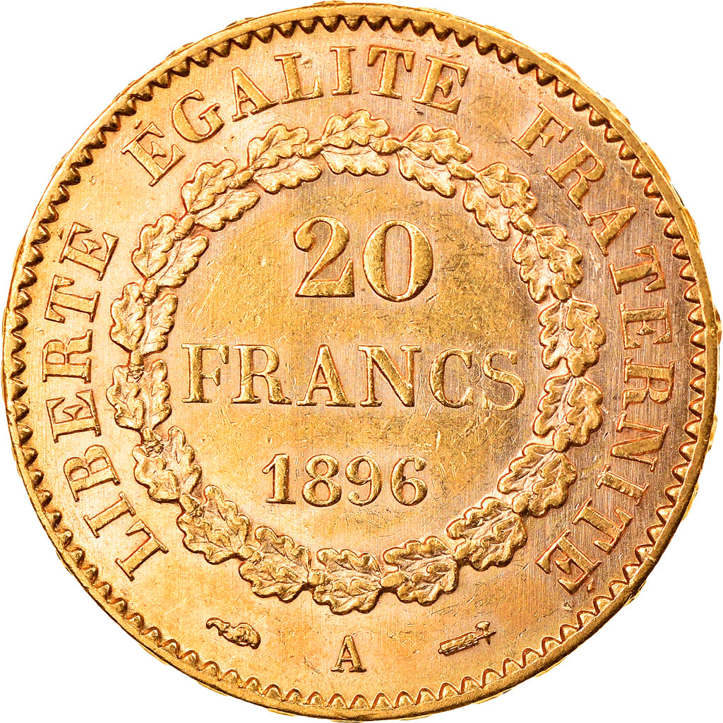 Munten, Frankrijk, Génie, 20 Francs, 1896, Paris, PR, Goud, KM:825