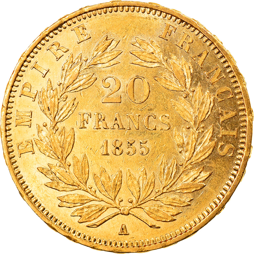 Coin, France, Napoleon III, 20 Francs, 1855, Paris, AU(55-58)