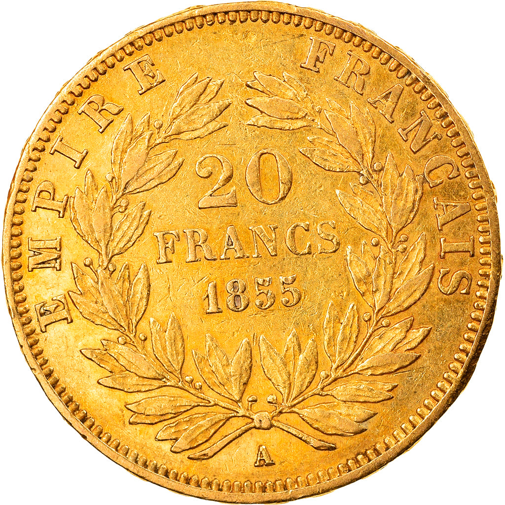 Moneta, Francja, Napoleon III, 20 Francs, 1855, Paris, AU(50-53)