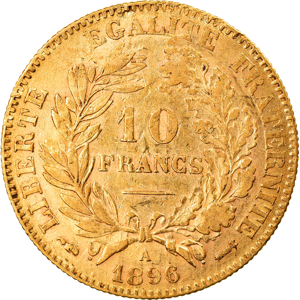 Münze, Frankreich, Cérès, 10 Francs, 1896, Paris, SS+, Gold, KM:830