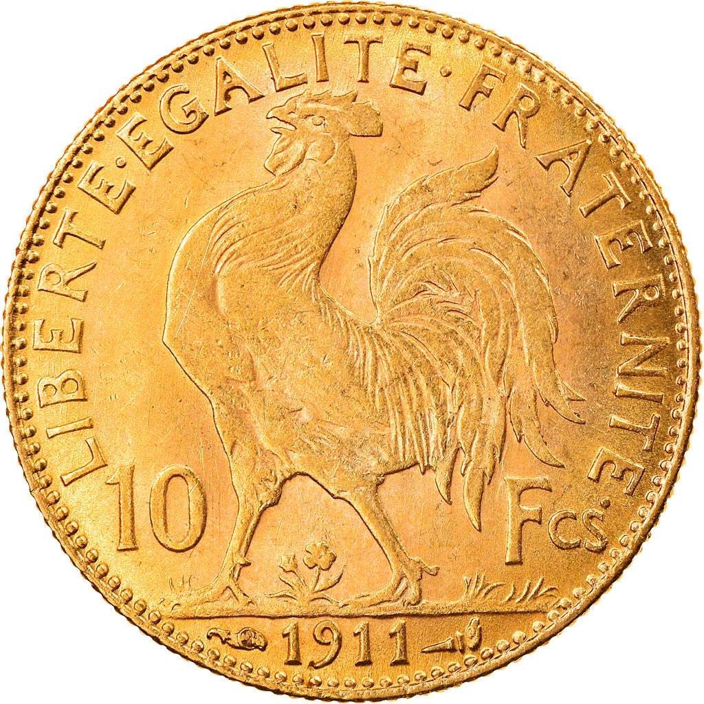 Moneta, Francia, Marianne, 10 Francs, 1911, Paris, BB+, Oro, KM:846