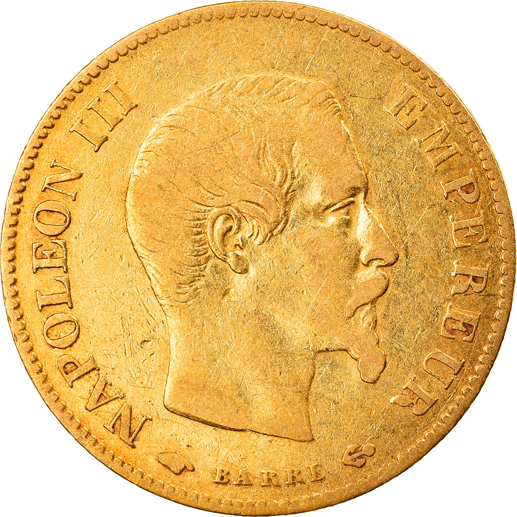 Moneda, Francia, Napoleon III, 10 Francs, 1859, Paris, MBC, Oro, KM:784.3