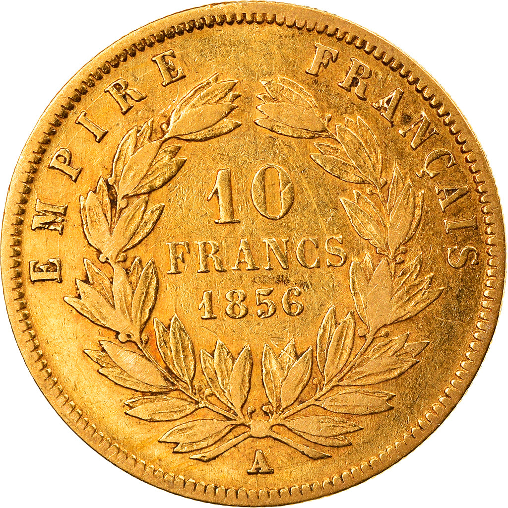 Münze, Frankreich, Napoleon III, 10 Francs, 1856, Paris, S+, Gold, KM:784.3