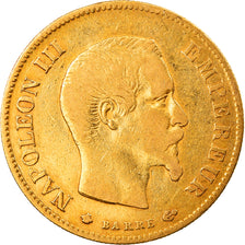 Moneda, Francia, Napoleon III, 10 Francs, 1859, Strasbourg, MBC, Oro, KM:784.2
