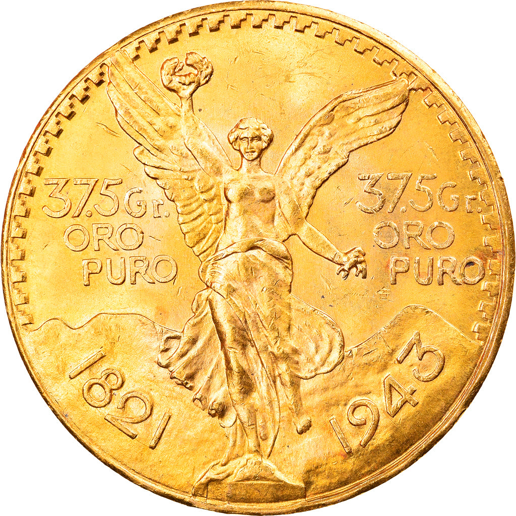 Moneda, México, 50 Pesos, 1943, Mexico City, EBC, Oro, KM:482