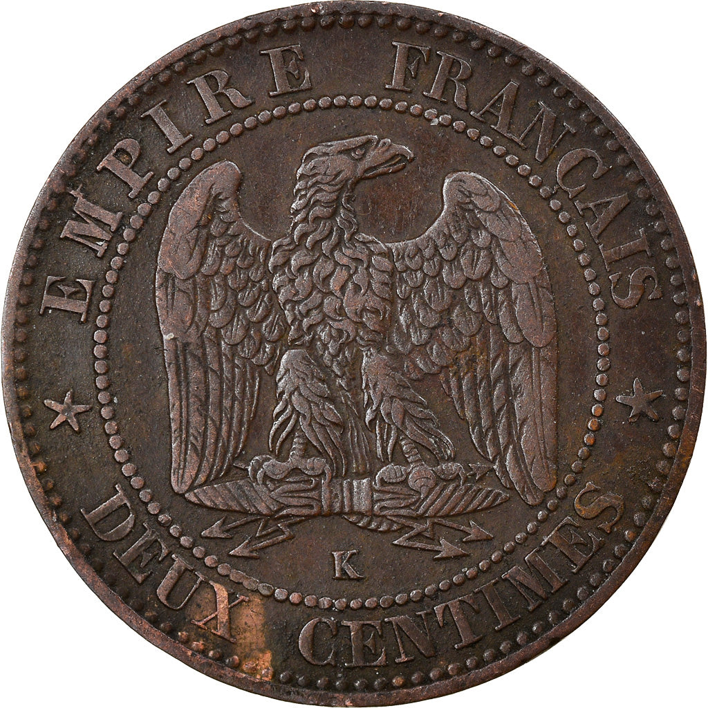 Coin, France, Napoleon III, 2 Centimes, 1862, Bordeaux, EF(40-45), Bronze