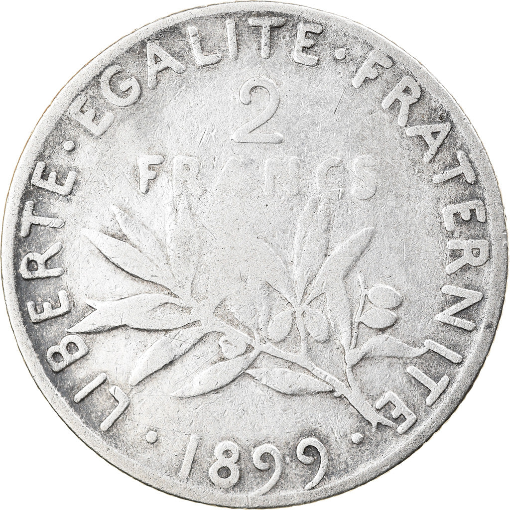 Moneta, Francia, Semeuse, 2 Francs, 1899, Paris, MB+, Argento, KM:845.1