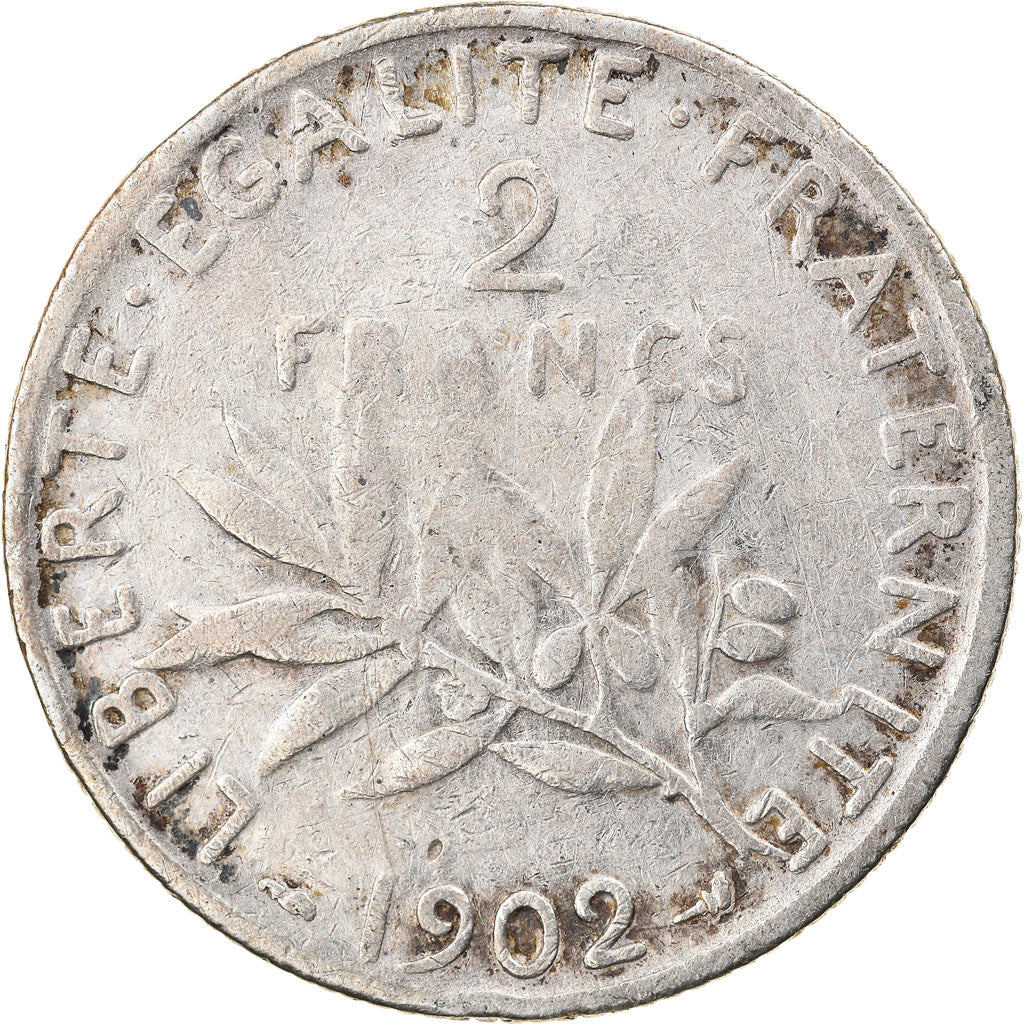 Moeda, França, Semeuse, 2 Francs, 1902, Paris, VF(30-35), Prata, KM:845.1
