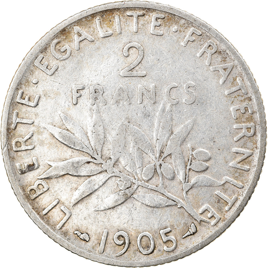 Moneda, Francia, Semeuse, 2 Francs, 1905, Paris, MBC, Plata, KM:845.1