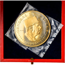 Munten, Tsjaad, Général De Gaulle, 10000 Francs, 1970, FDC, Goud, KM:11