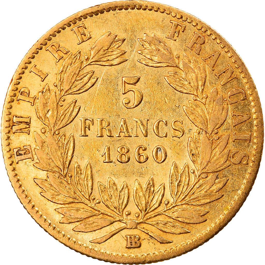 Monnaie, France, Napoleon III, 5 Francs, 1860, Strasbourg, TTB, Or