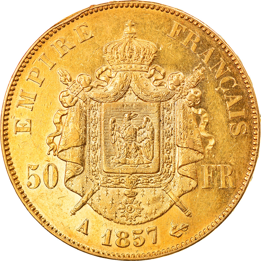 Münze, Frankreich, Napoleon III, 50 Francs, 1857, Paris, SS+, Gold, KM:785.1