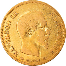 Moeda, França, Napoleon III, 10 Francs, 1855, Paris, VF(30-35), Dourado