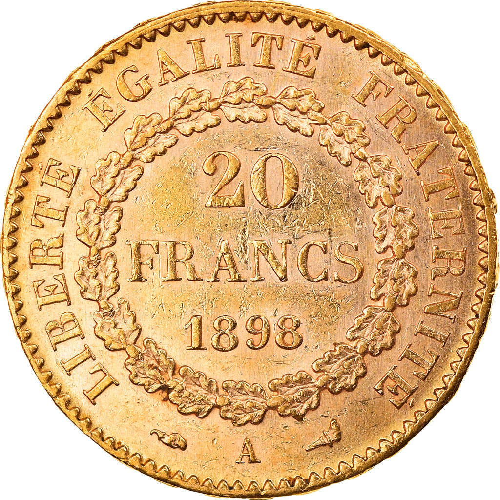 Moneta, Francja, Génie, 20 Francs, 1898, Paris, AU(50-53), Złoto, KM:825