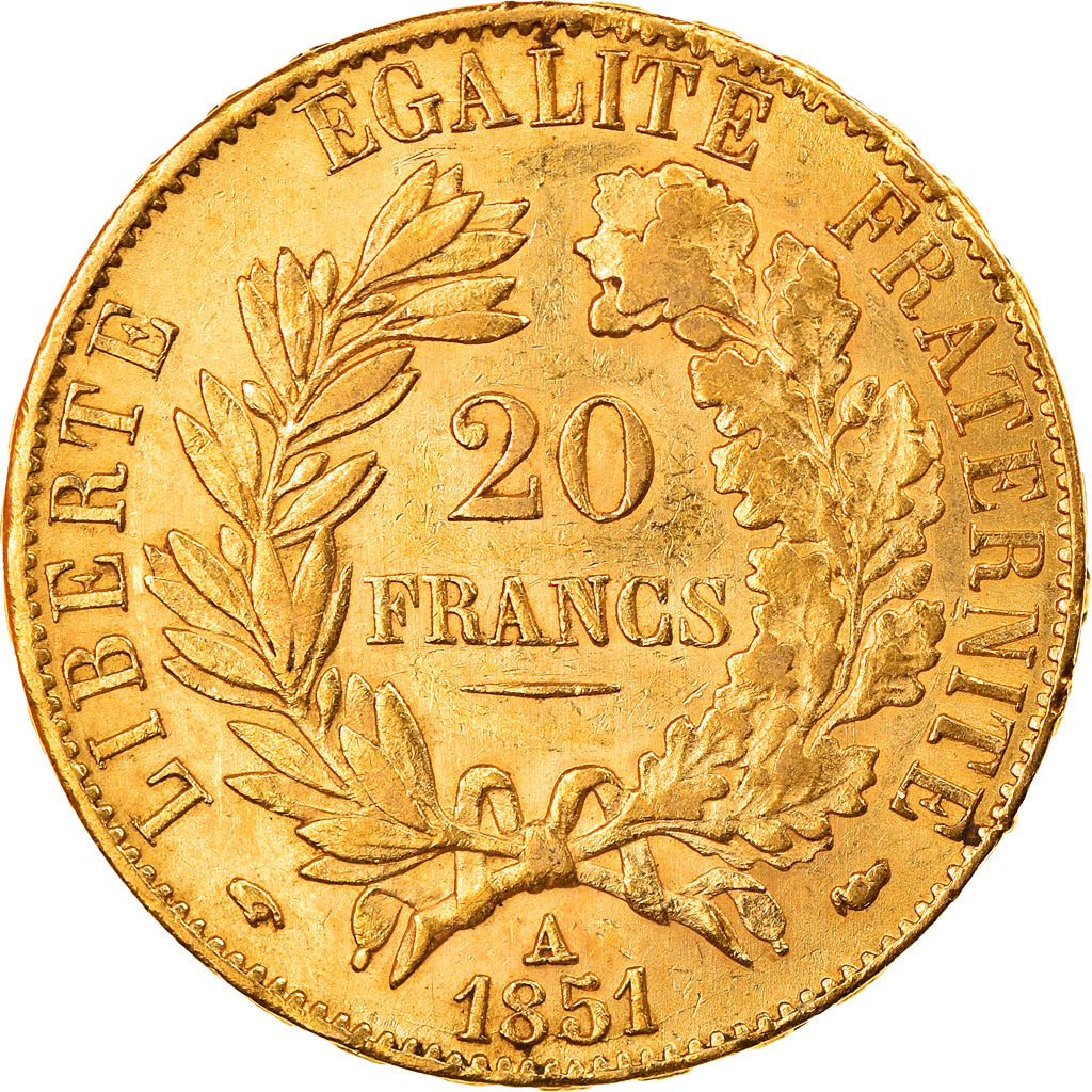 Monnaie, France, Cérès, 20 Francs, 1851, Paris, TTB+, Or, Gadoury:1059, KM:762
