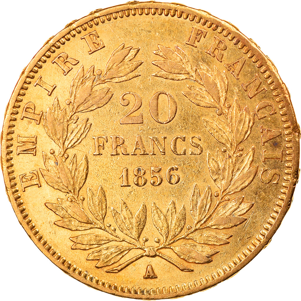 Munten, Frankrijk, Napoleon III, 20 Francs, 1856, Paris, ZF, Goud, KM:781.1
