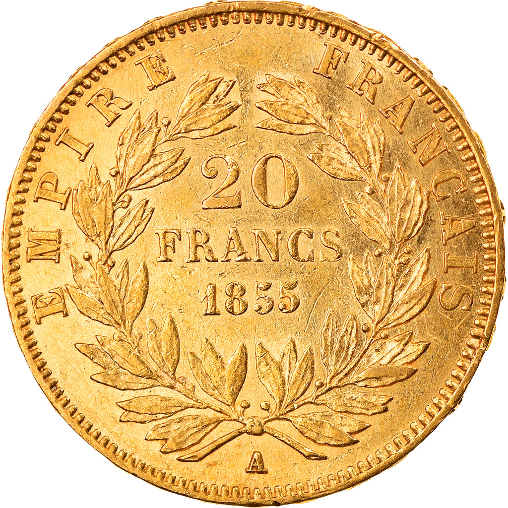 Münze, Frankreich, Napoleon III, 20 Francs, 1855, Paris, SS+, Gold, KM:781.1