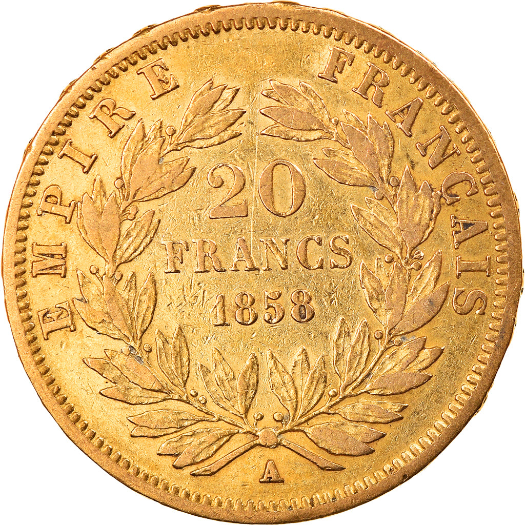 Münze, Frankreich, Napoleon III, 20 Francs, 1858, Paris, SS+, Gold, KM:781.1