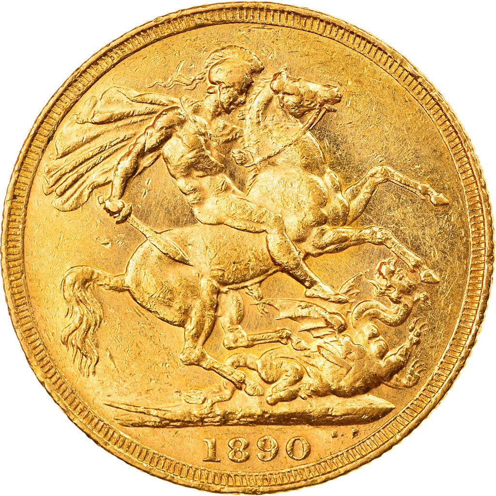 Moneta, Gran Bretagna, Victoria, Sovereign, 1890, BB, Oro, KM:767