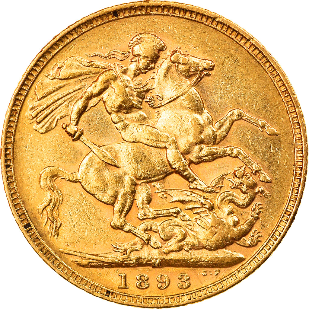 Moneta, Australia, Victoria, Sovereign, 1893, Melbourne, AU(50-53), Złoto