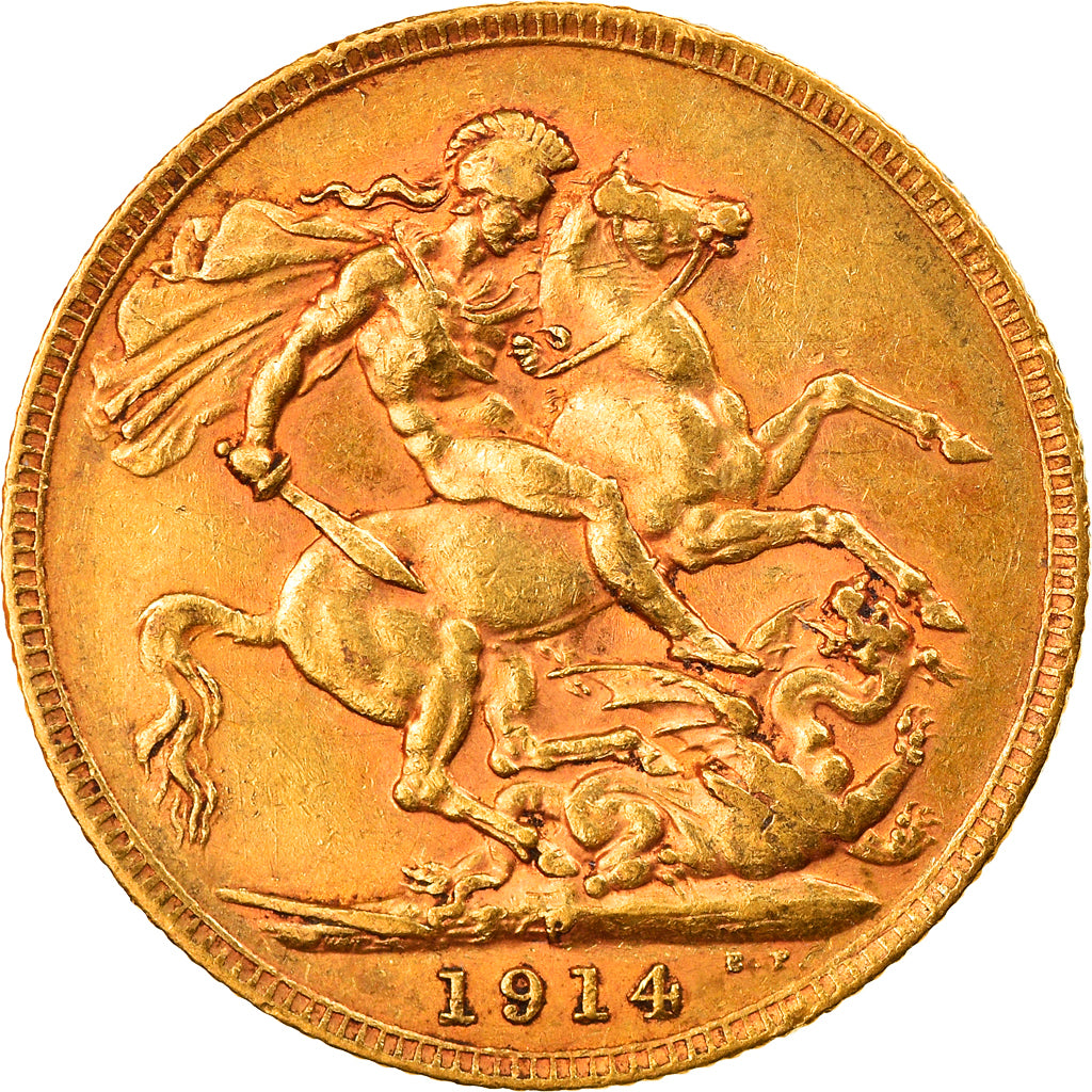 Coin, Australia, George V, Sovereign, 1914, Perth, EF(40-45), Gold, KM:29
