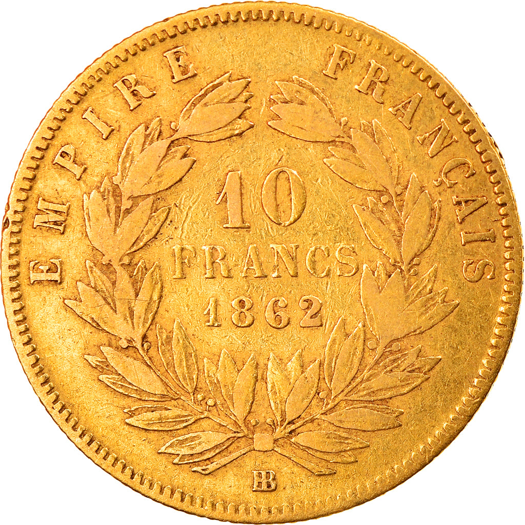 Coin, France, Napoleon III, 10 Francs, 1862, Strasbourg, VF(30-35), Gold
