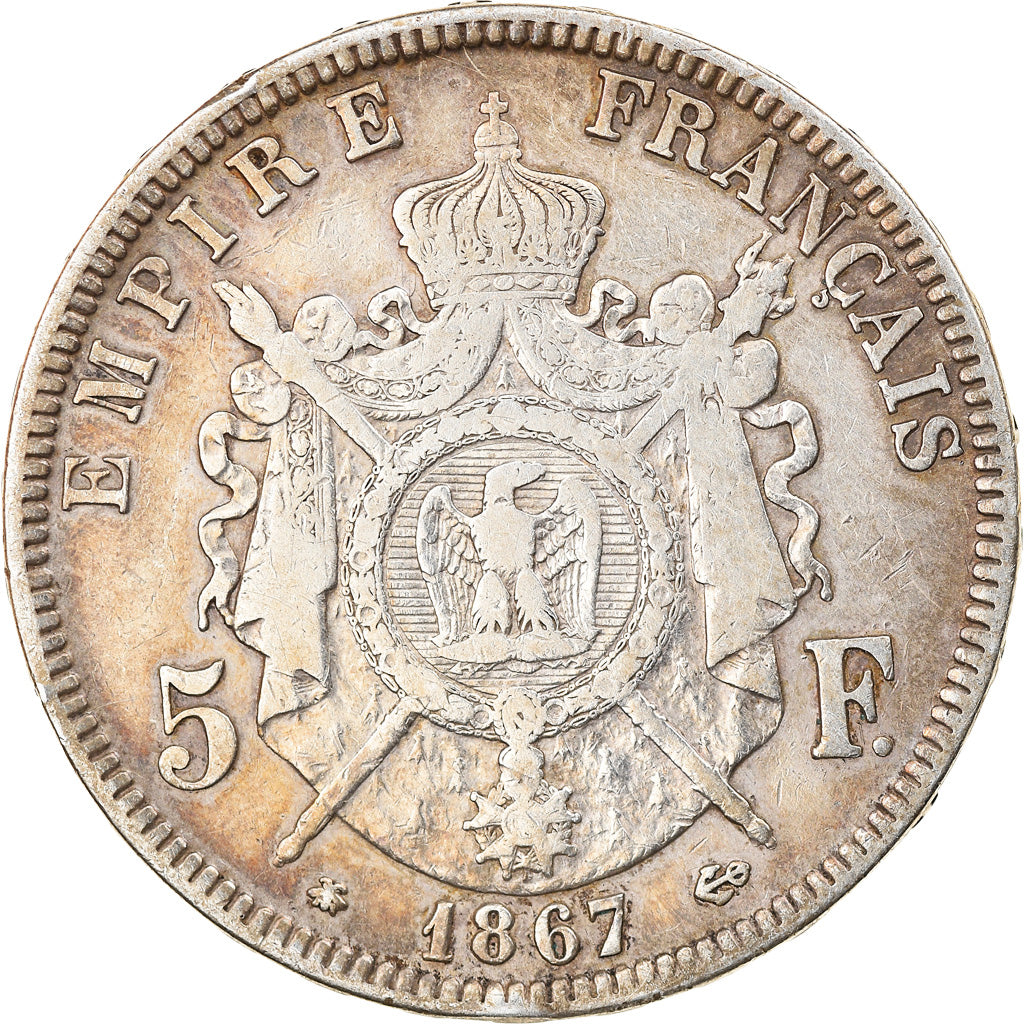 Moneta, Francja, Napoleon III, 5 Francs, 1867, Paris, VF(30-35), Srebro
