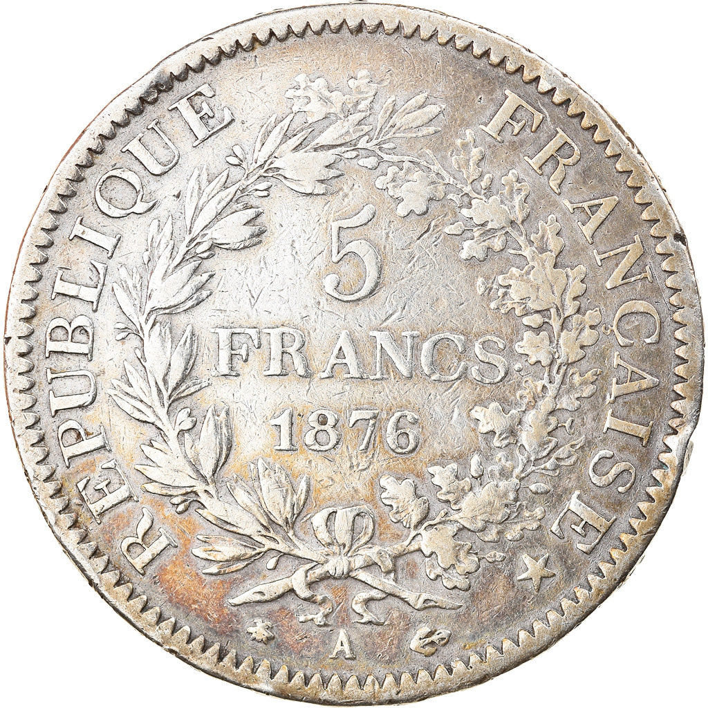 Coin, France, Hercule, 5 Francs, 1876, Paris, VF(30-35), Silver, KM:820.1