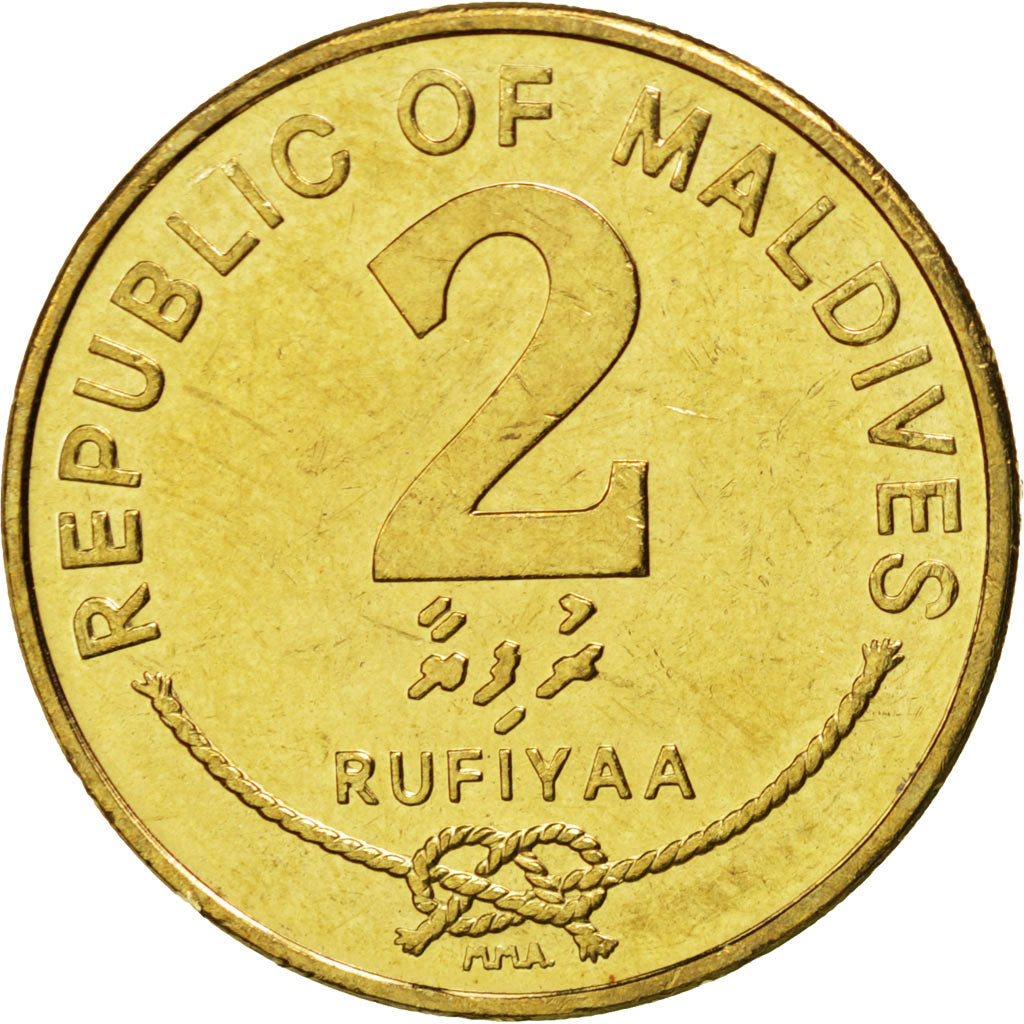 MALDIVE ISLANDS, 2 Rufiyaa, 2007, KM #88, MS(63), Nickel-Brass, 25.5, 11.71