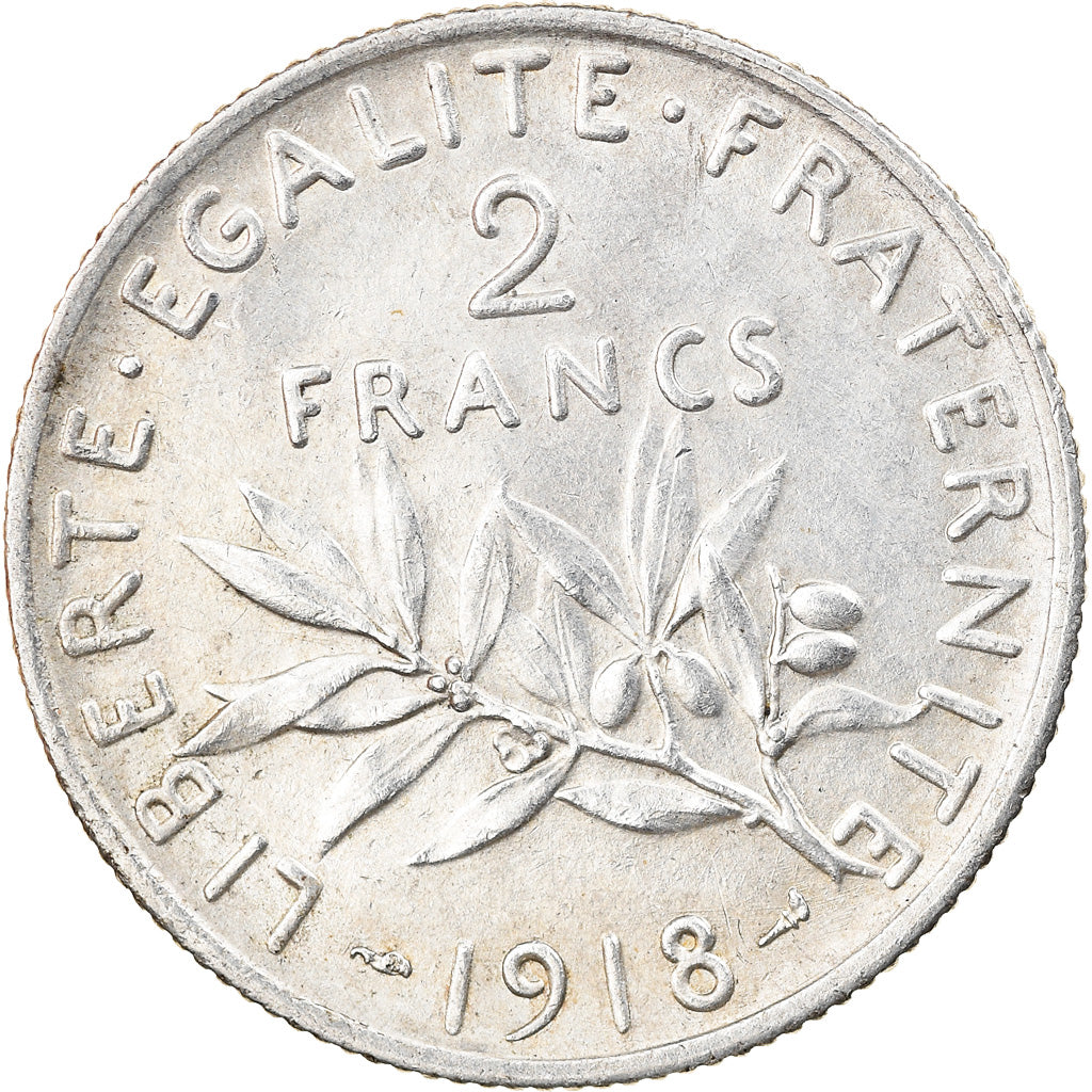 Coin, France, Semeuse, 2 Francs, 1918, Paris, AU(50-53), Silver, KM:845.1