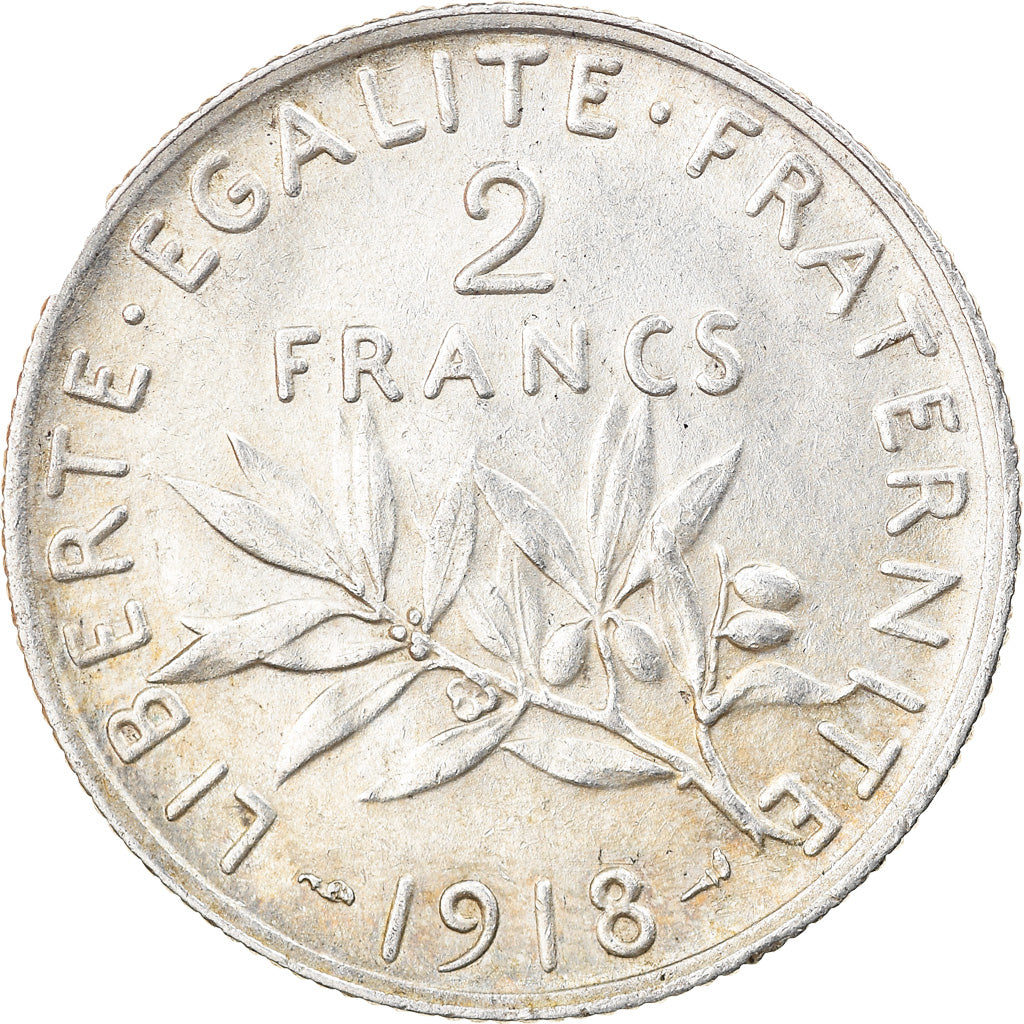 Coin, France, Semeuse, 2 Francs, 1918, Paris, AU(50-53), Silver, KM:845.1