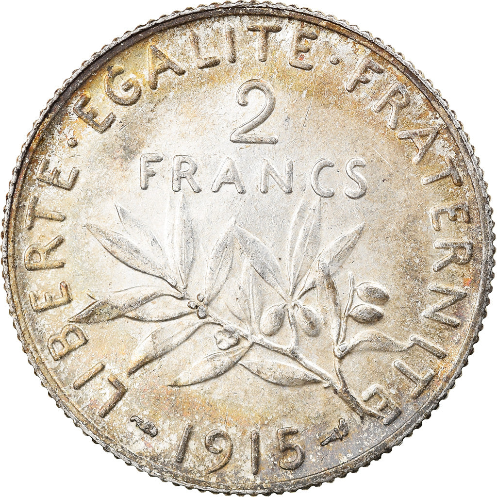 Coin, France, Semeuse, 2 Francs, 1915, Paris, AU(55-58), Silver, KM:845.1