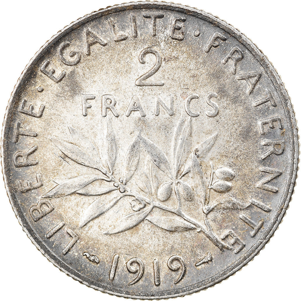 Coin, France, Semeuse, 2 Francs, 1919, Paris, AU(50-53), Silver, KM:845.1