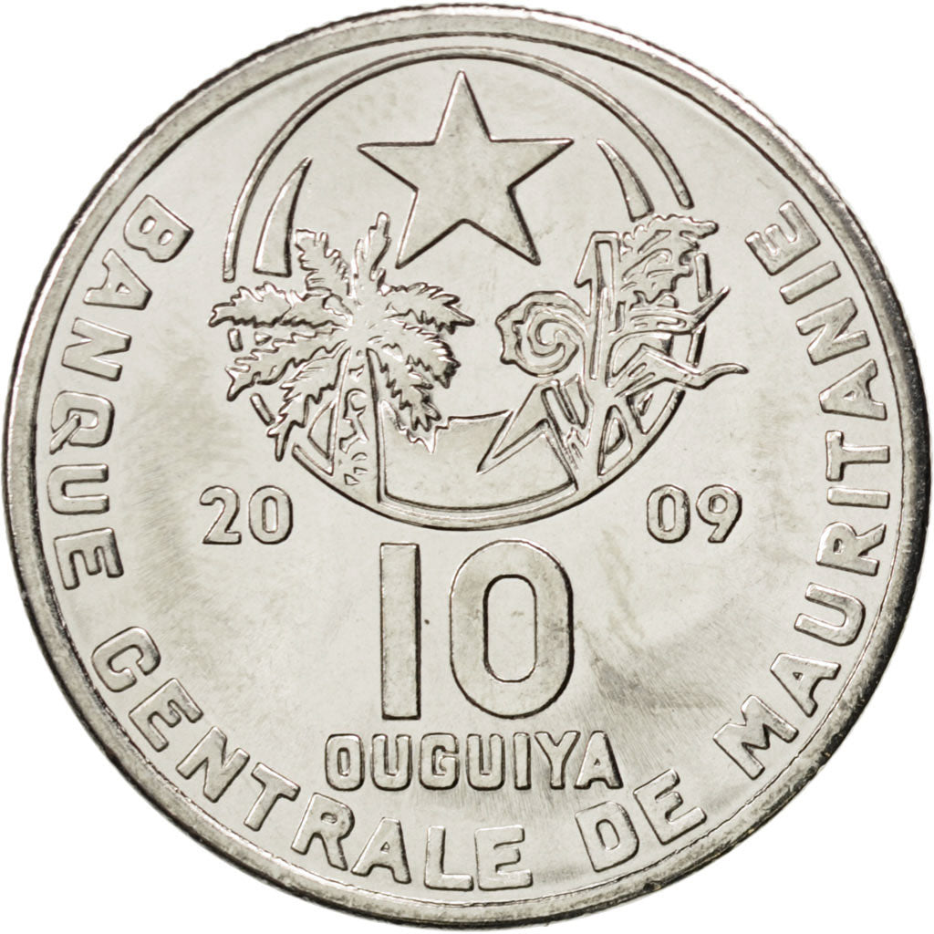 Mauritania, 10 Ouguiya, 2009, KM #New, MS(63), Nickel plated steel, 5.90