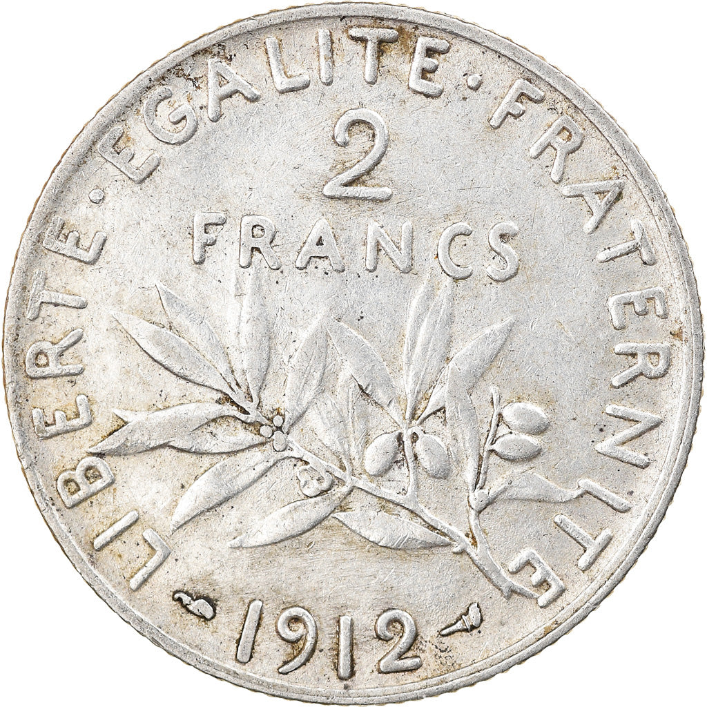 Coin, France, Semeuse, 2 Francs, 1912, Paris, EF(40-45), Silver, KM:845.1