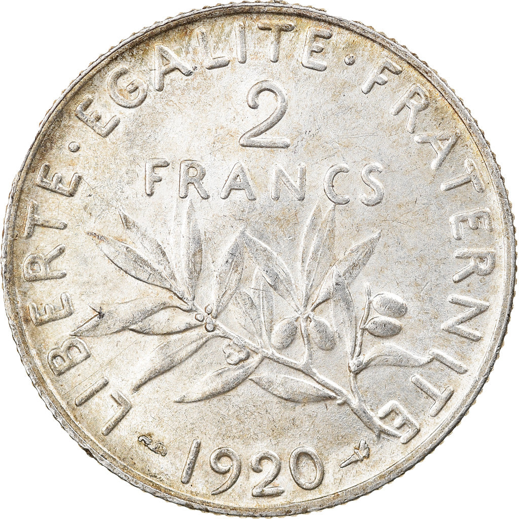 Coin, France, Semeuse, 2 Francs, 1920, Paris, AU(55-58), Silver, KM:845.1