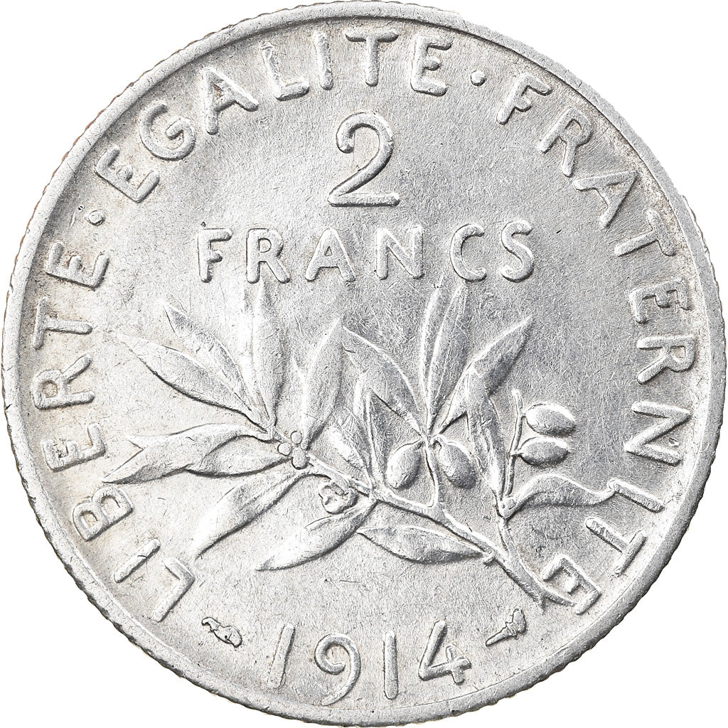 Coin, France, Semeuse, 2 Francs, 1914, Paris, AU(50-53), Silver, KM:845.1