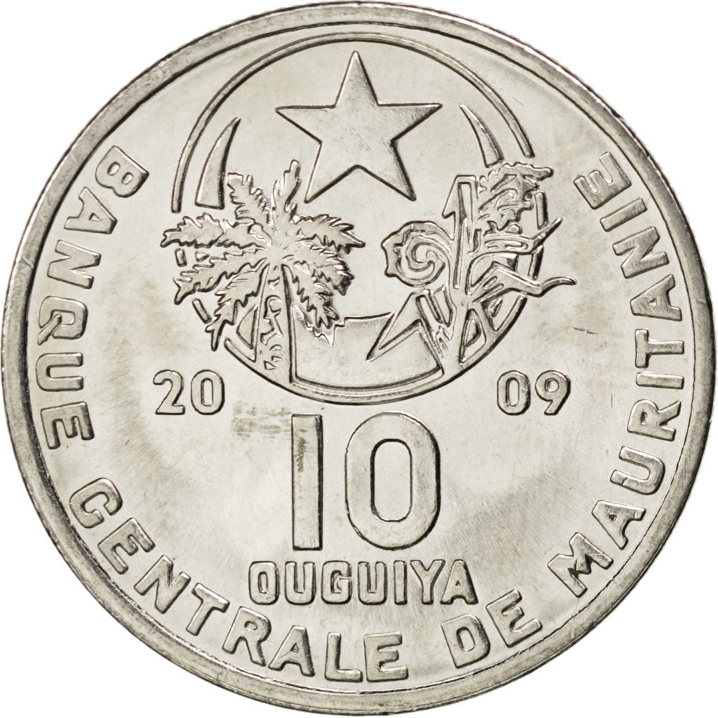 Mauritania, 10 Ouguiya, 2009, KM #New, MS(63), Nickel plated steel, 5.94