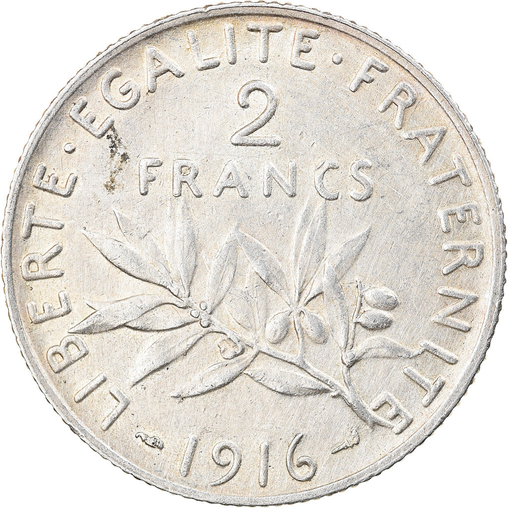 Coin, France, Semeuse, 2 Francs, 1916, Paris, EF(40-45), Silver, KM:845.1