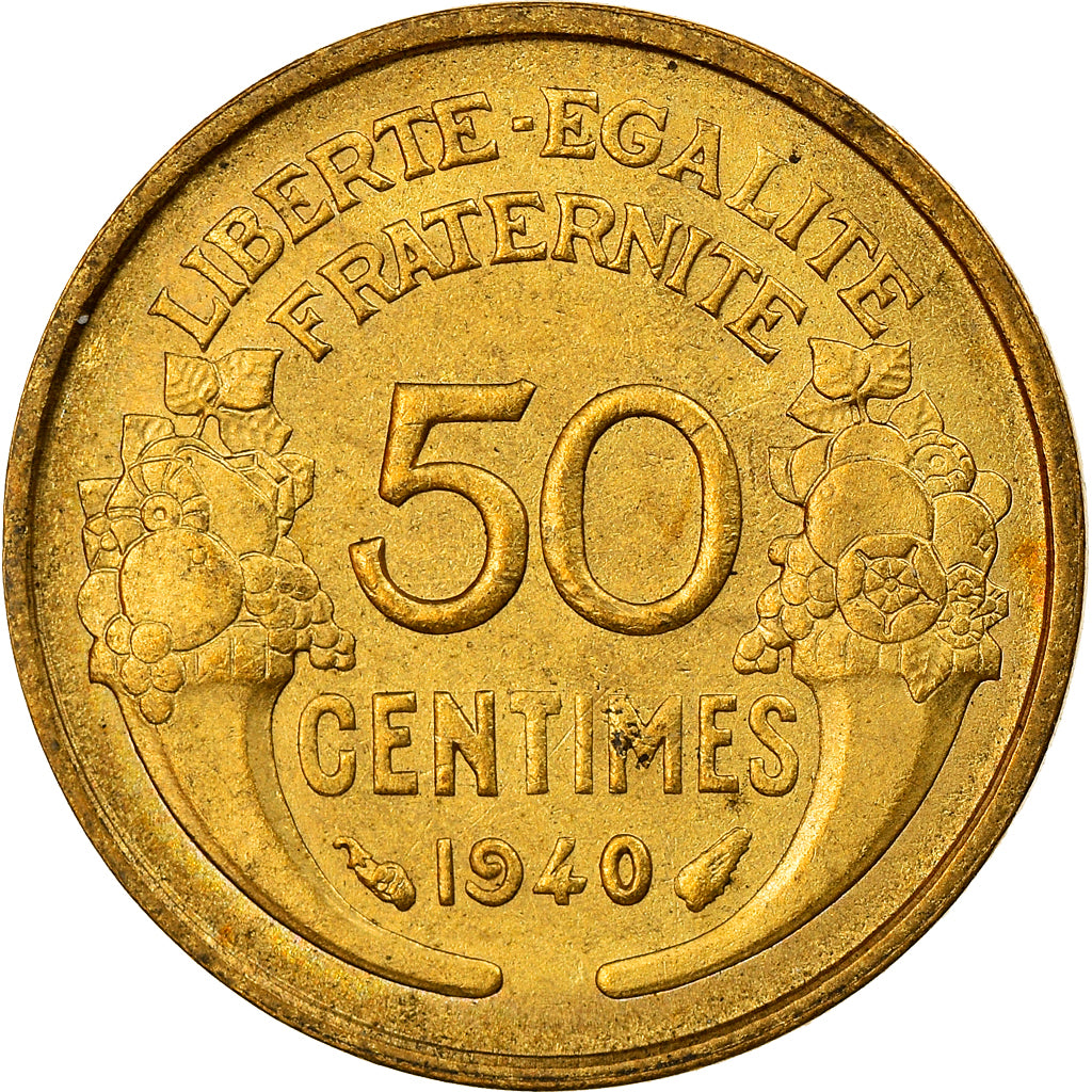 Coin, France, Morlon, 50 Centimes, 1940, Paris, AU(55-58), Aluminum-Bronze