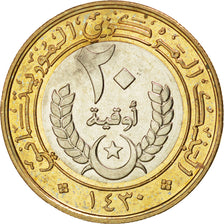 MAURITANIA, 20 Ouguiya, 2009, KM #8, MS(63), Bi-Metallic, 6.89