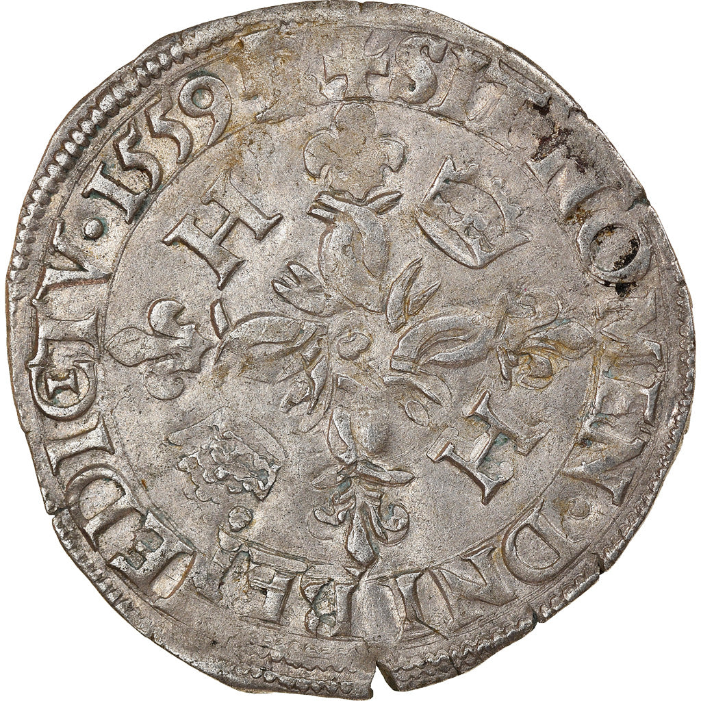 Moneta, Francja, Henri II, Douzain aux croissants, 1559, Troyes, EF(40-45)