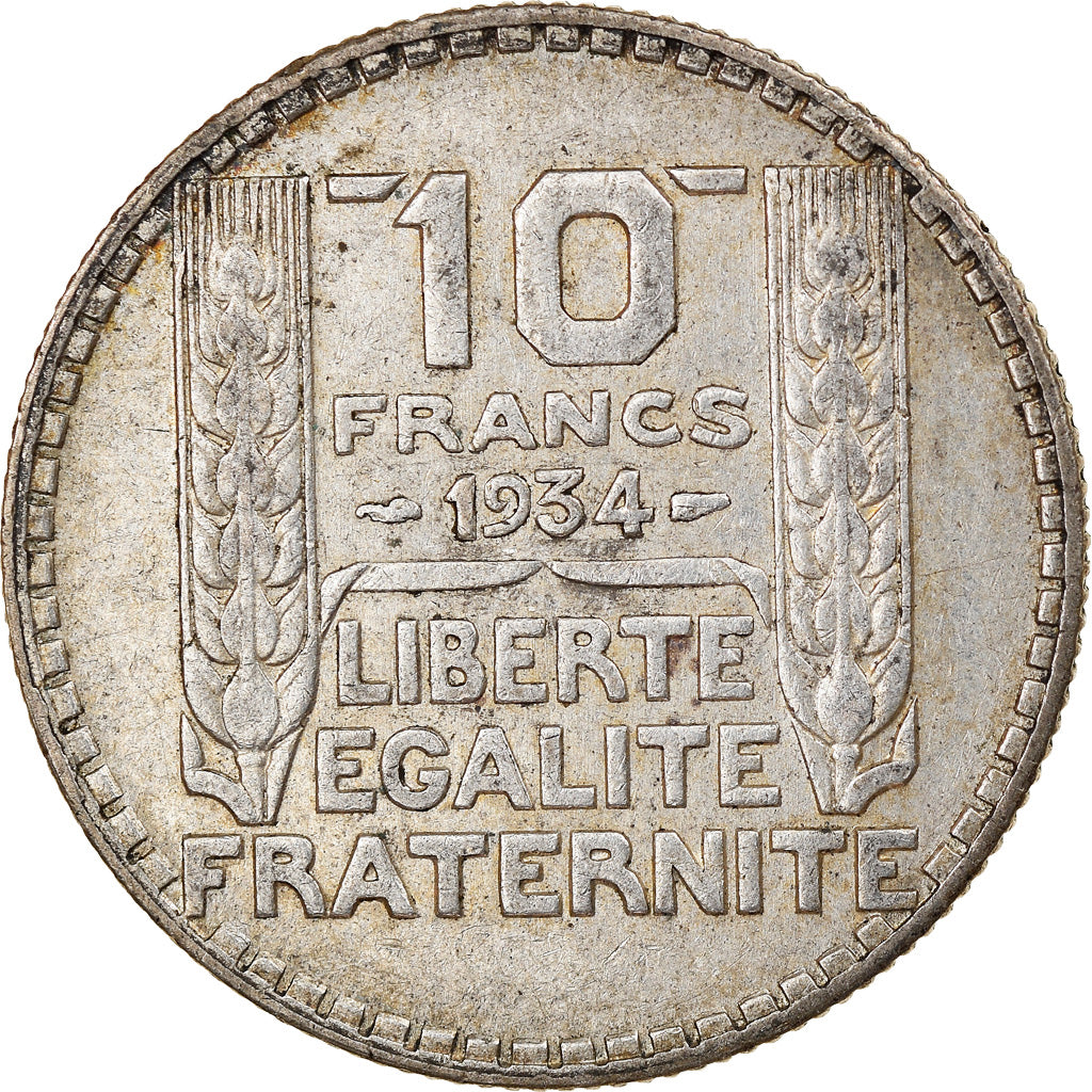 Moeda, França, Turin, 10 Francs, 1934, Paris, EF(40-45), Prata, KM:878