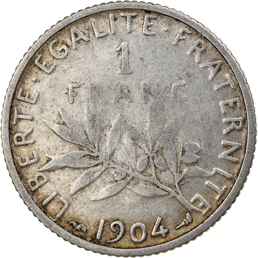 Coin, France, Semeuse, Franc, 1904, Paris, VF(30-35), Silver, KM:844.1