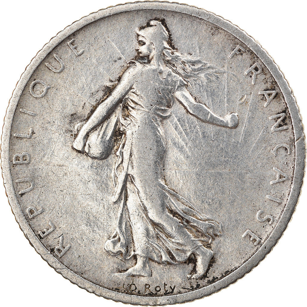 Moneta, Francja, Semeuse, Franc, 1907, Paris, F(12-15), Srebro, KM:844.1