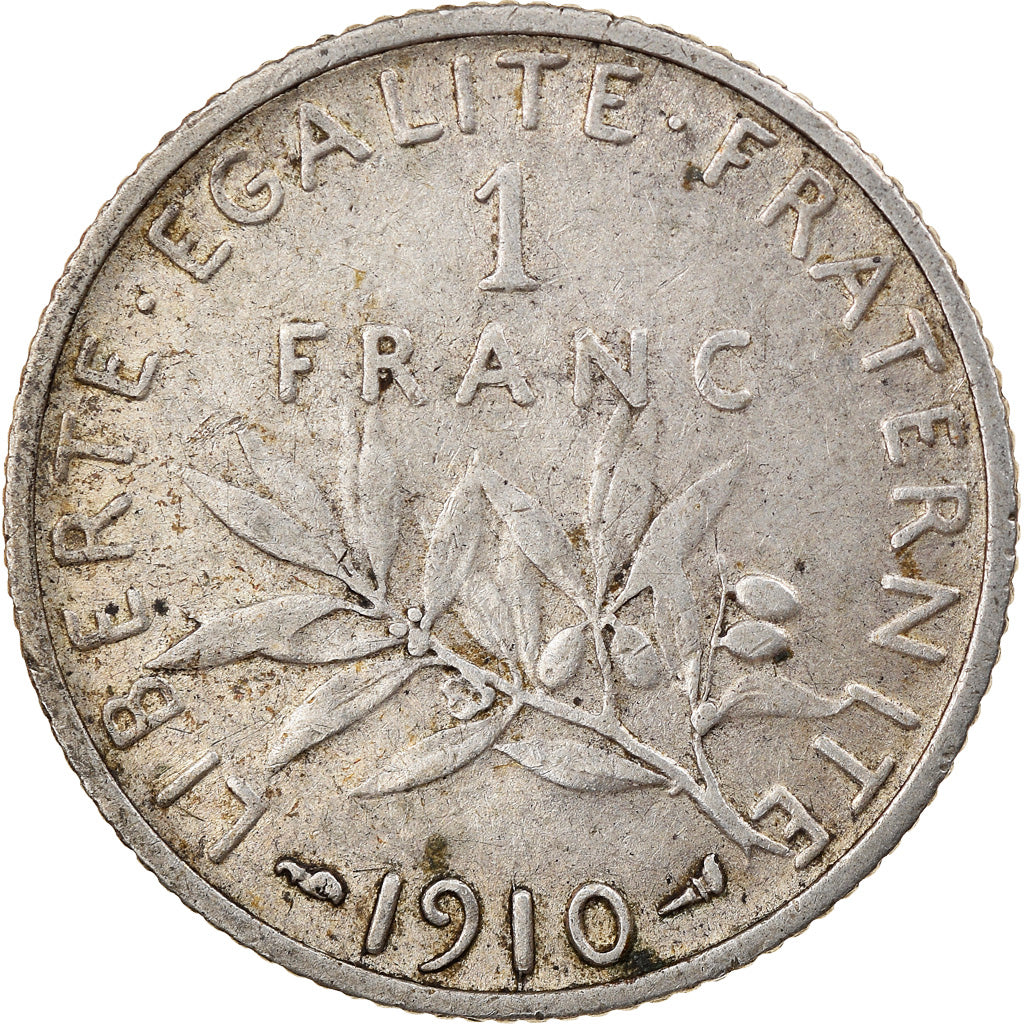 Coin, France, Semeuse, Franc, 1910, Paris, EF(40-45), Silver, KM:844.1