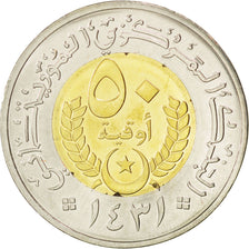 MAURITANIA, 50 Ouguiya, 2010, KM #9, MS(63), Bi-Metallic, 8.29