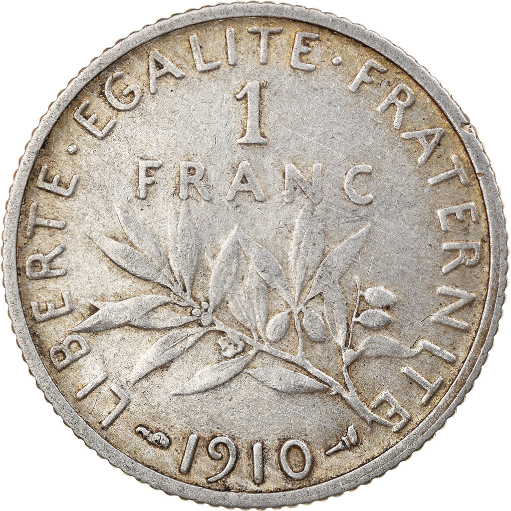 Coin, France, Semeuse, Franc, 1910, Paris, EF(40-45), Silver, KM:844.1